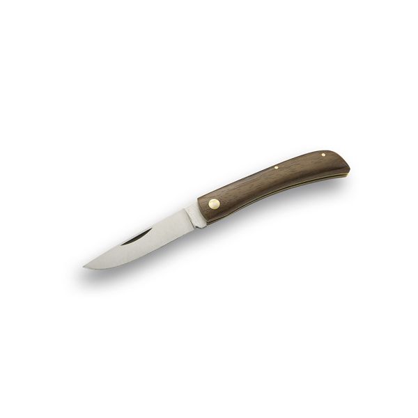 FOLD. KNIFE, POCKET, WOOD hdl, IRON CASE, S/S bld CM 16 (S), BULK pkg