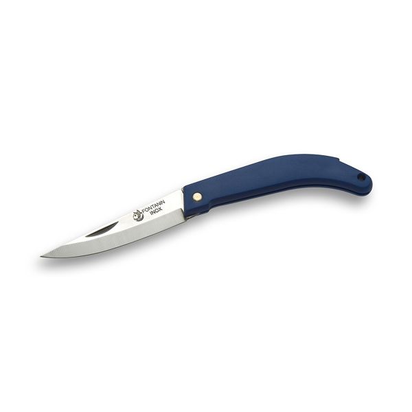 FOLD. KNIFE BOAT-FISHING FONTANIN, BLU PLASTIC hdl, S/S bld CM 19, BULK pkg