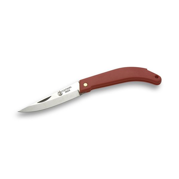 FOLD. KNIFE BOAT-FISHING FONTANIN, RED PLASTIC hdl, S/S bld CM 19, BULK pkg