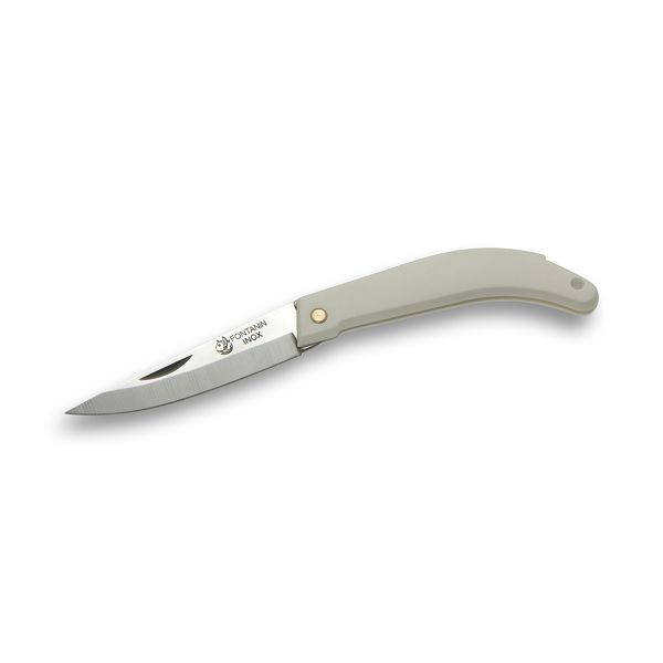 FOLD. KNIFE BOAT-FISHING FONTANIN, WHT PLASTIC hdl, S/S bld CM 19, BULK pkg