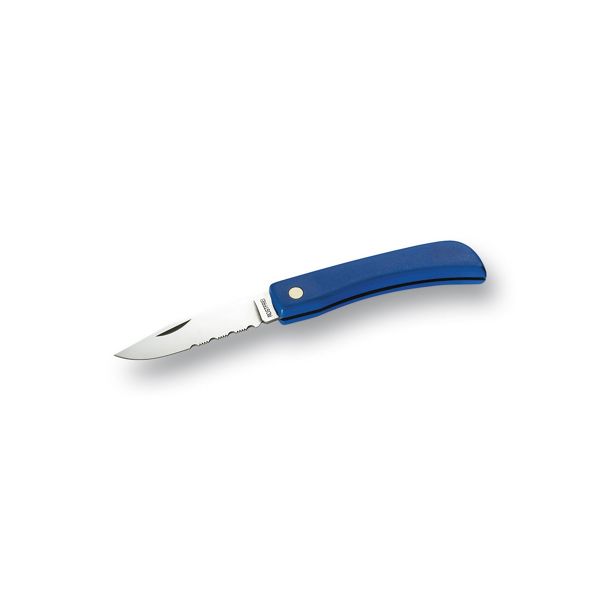 FOLD. KNIFE BOAT-FISHING CLASSIC, BLU PLASTIC hdl, S/S COMBO bld CM 16, BULK pkg