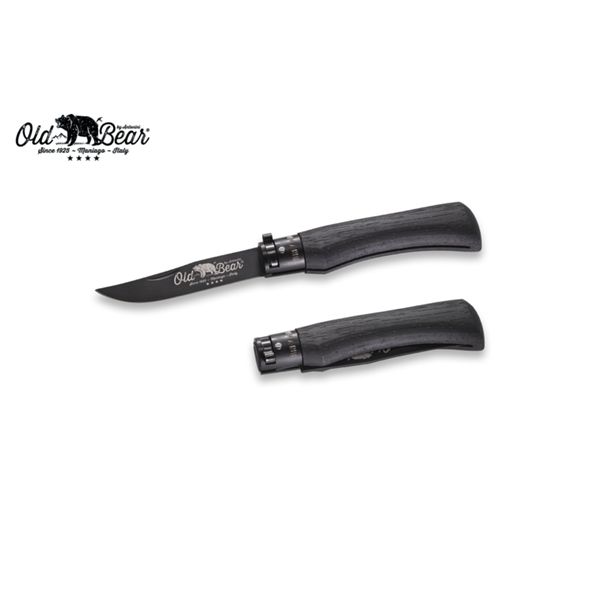 FOLD. KNIFE OLD BEAR TOTAL BLACK LAMINATED hdl, S/S BLACK PTFE bld, CM 17 (S), RETAIL pkg