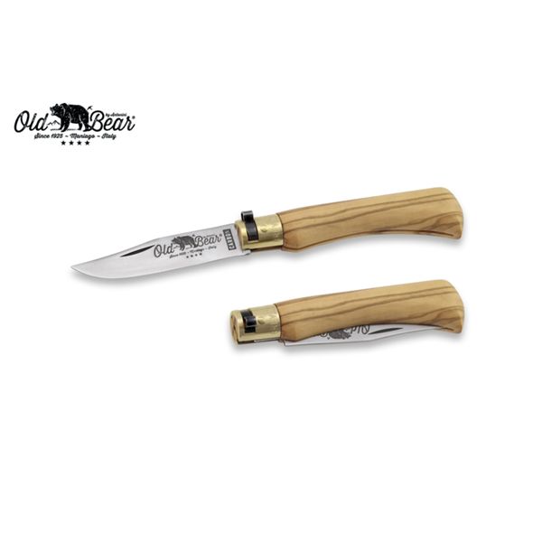 FOLD. KNIFE OLD BEAR CLASSIC, OLIVE hdl, C/S bld, CM 19 (M), RETAIL pkg