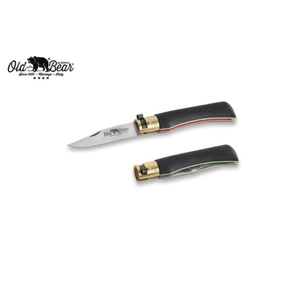 FOLD. KNIFE OLD BEAR ITA TRI-COLOR, LAMINATED hdl, S/S bld, CM 15 (XS), RETAIL pkg