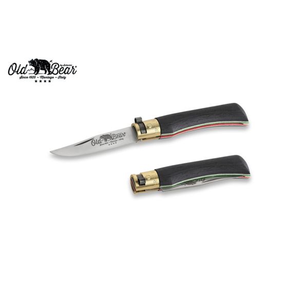 FOLD. KNIFE OLD BEAR ITA TRI-COLOR, LAMINATED hdl, S/S bld, CM 17 (S), RETAIL pkg