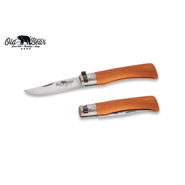 FOLD. KNIFE OLD BEAR FULL COLOR, LAMINATED ORG hdl, S/S bld, CM 19 (M), RETAIL pkg