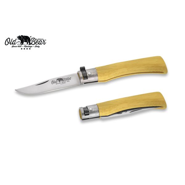 FOLD. KNIFE OLD BEAR FULL COLOR, LAMINATED YEL hdl, S/S bld, CM 21 (L), RETAIL pkg