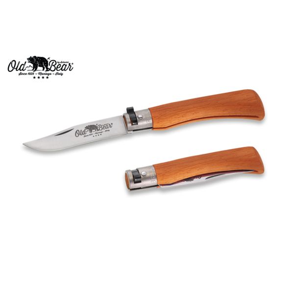 FOLD. KNIFE OLD BEAR FULL COLOR, LAMINATED ORG hdl, S/S bld, CM 21 (L), RETAIL pkg