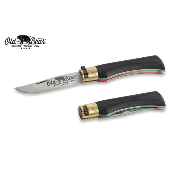 FOLD. KNIFE OLD BEAR ITA TRI-COLOR, LAMINATED hdl, S/S bld, CM 21 (L), RETAIL pkg