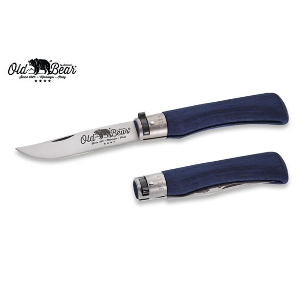 FOLD. KNIFE OLD BEAR FULL COLOR, LAMINATED BLU hdl, S/S bld, CM 23 (XL), RETAIL pkg