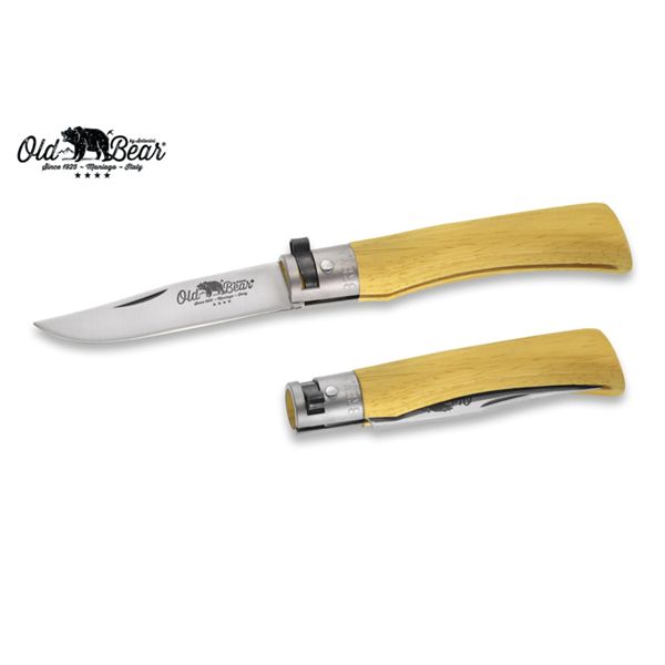 FOLD. KNIFE OLD BEAR FULL COLOR, LAMINATED YEL hdl, S/S bld, CM 23 (XL), RETAIL pkg