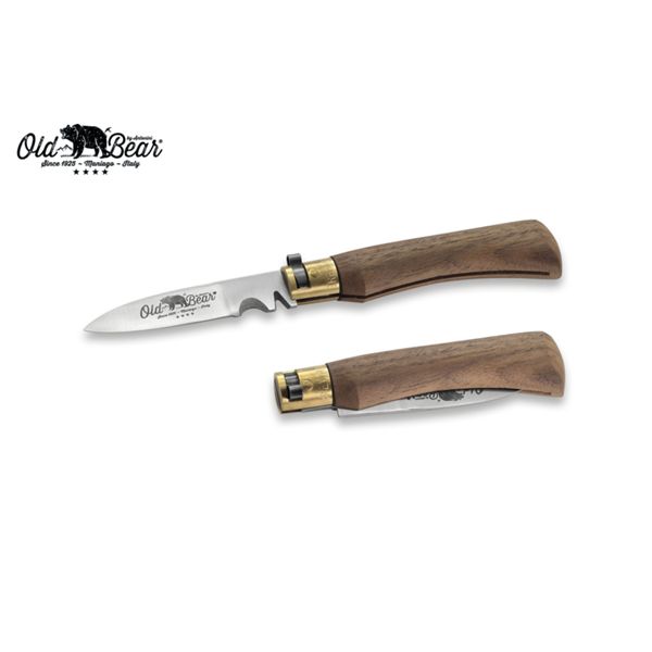 FOLD. KNIFE OLD BEAR ELECTRICIAN, WALNUT hdl, S/S bld, CM 19 (M), RETAIL pkg