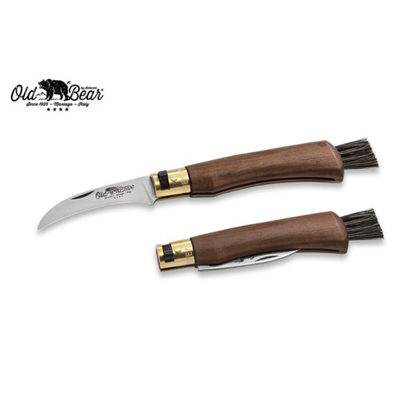 FOLD. KNIFE OLD BEAR MUSHROOM, WALNUT hdl, S/S bld, CM 19 (M), RETAIL pkg