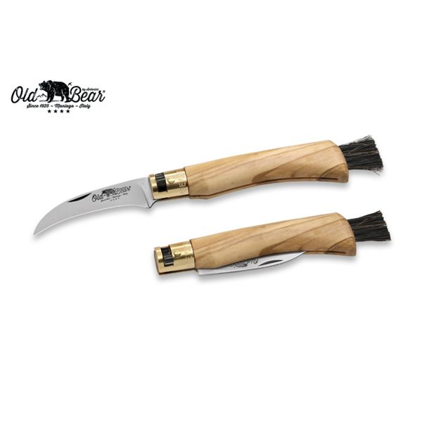 FOLD. KNIFE OLD BEAR MUSHROOM, OLIVE hdl, S/S bld, CM 19 (M), RETAIL pkg