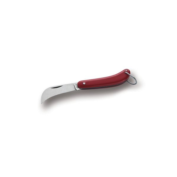 FOLD. KNIFE PRUNING TRAD., RED PLASTIC hdl +RING, S/S bld, BULK pkg