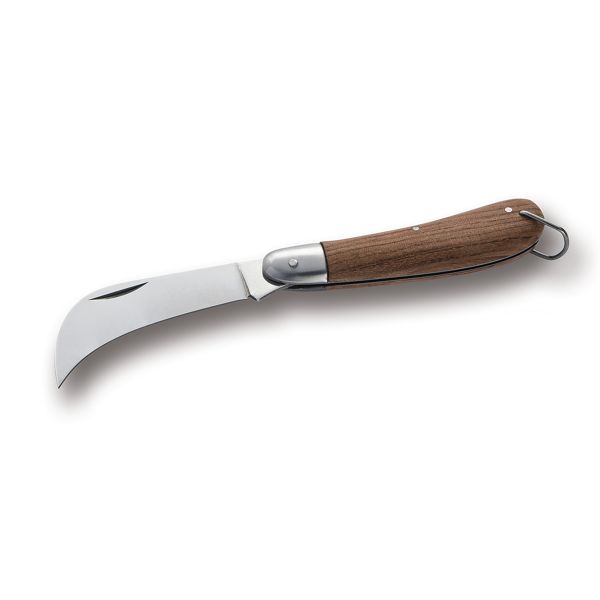 FOLD. KNIFE PRUNING TRAD., WOOD hdl +RING, C/S bld, BULK pkg