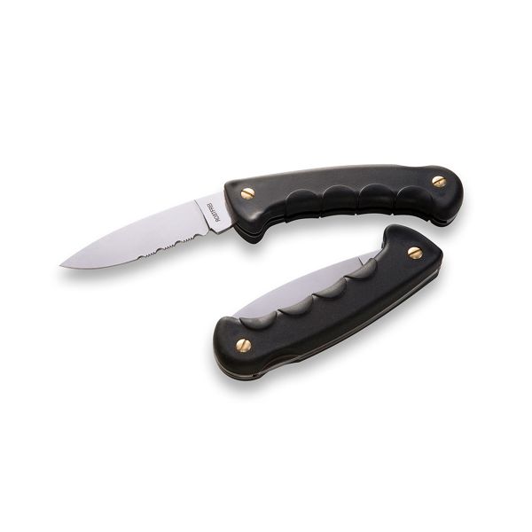 FOLD. KNIFE, ARMADILLO, BLK PLASTIC hdl +HOLE, S/S bld, RETAIL pkg