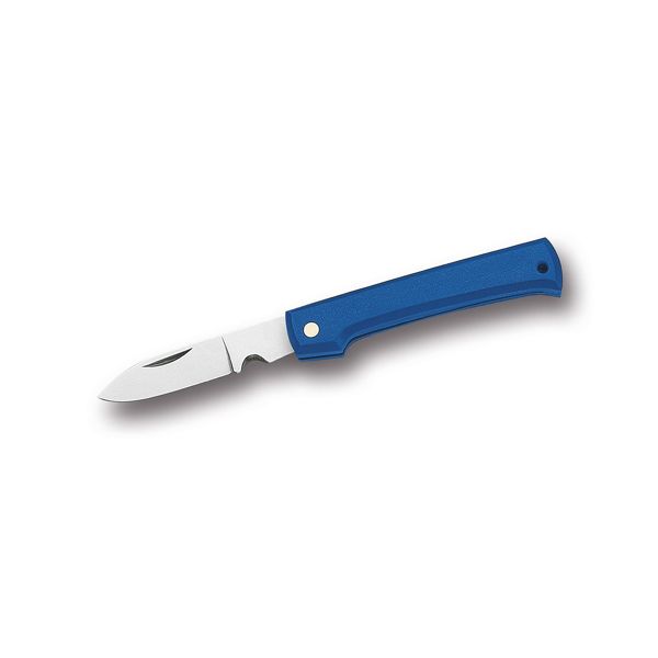 FOLD. KNIFE ELECTRICIAN HEVEA, BLU SOFT-RUBBER hdl, C/S bld, w/ROUND WIRE-SCRAPER, BULK pkg