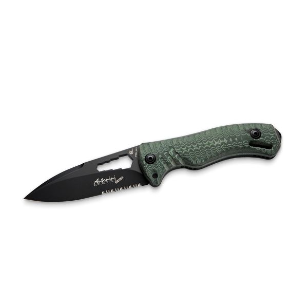 MAMBA KNIFE, MICARTA hdl, S/S BLACK PTFE POINT-ENDED bld, RETAIL pkg