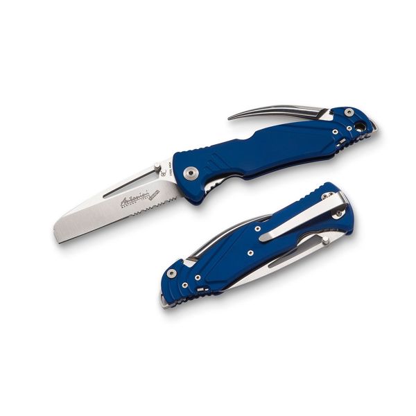 FOLD. KNIFE, NAUTA Series, BLU ALUMINUM hdl, S/S COMBO bld, RETAIL pkg