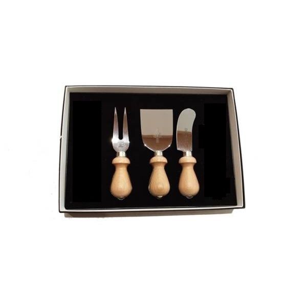 CHEESE LINE 3 pcs Cheese knife Set BEECH wood hdl In gift box (w/Logo)