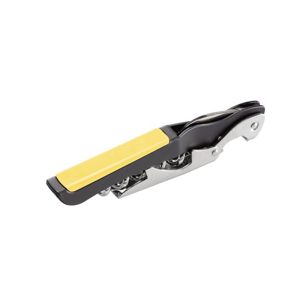 FARFALLI CORKSCREW GULLIVER, BLK C/S hdl + PLASTIC YELLOW C/S LEVERS-BLADE-SPIRAL, BULK pkg