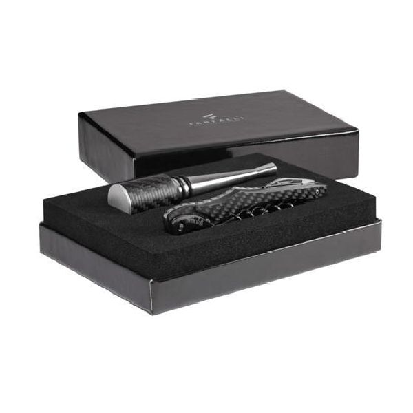 FARFALLI WINE SET STYLE 2, S/S CORKSCREW FIBRA SMART (FF T010.FS.01) + STOPPER FIBRA (FF O240.CF.01) pkg GIFT BOX (FF 550.02)