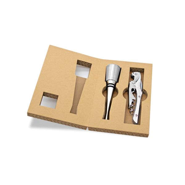 FARFALLI BROWN CARTON BOX, BOOK SYTLE, EMPTY, SLOTS FOR 1 STOPPER AND 1 CORKSCREW