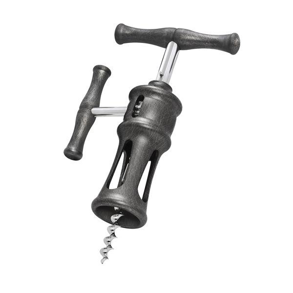 FARFALLI CORKSCREW BELLAGIO METALLUM, BURNISHED STEEL, C/S RACK AND PINION MECHANISM, pkg GIFT BOX