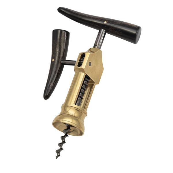 FARFALLI CORKSCREW KING, C/S RACK AND PINION MECHANISM BRASS BRIGHT +DARK HORN hdl, pkg GIFT BOX