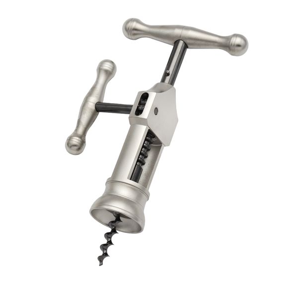 FARFALLI CORKSCREW KING, C/S RACK AND PINION MECHANISM SATIN NICKEL-PLATED BRASS hdl, pkg GIFT BOX