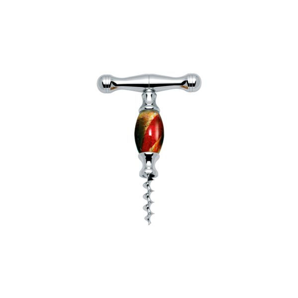 FARFALLI CORKSCREW DOGE, PULL-OFF, S/S w/MURANO GLASS BEAD pkg GIFT BOX, TYPE 3