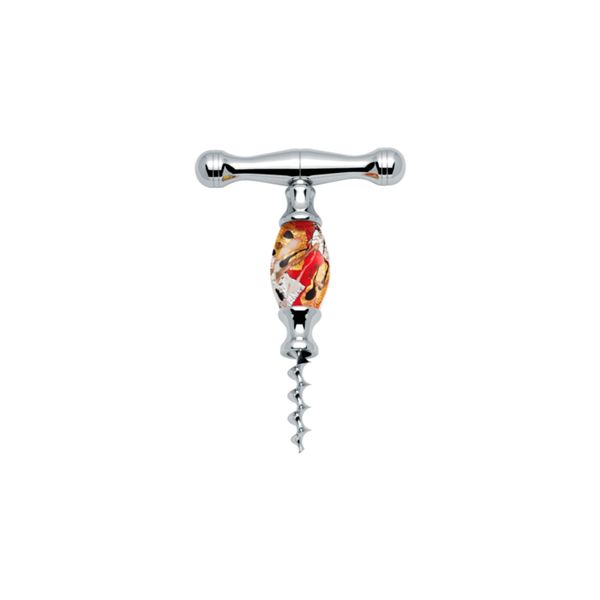 FARFALLI CORKSCREW DOGE, PULL-OFF, S/S w/MURANO GLASS BEAD pkg GIFT BOX, TYPE 6