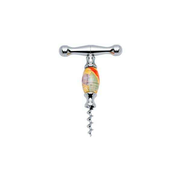 FARFALLI CORKSCREW DOGE, PULL-OFF, S/S w/MURANO GLASS BEAD pkg GIFT BOX, TYPE 8