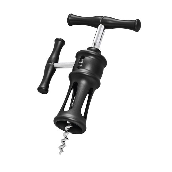 FARFALLI CORKSCREW BELLAGIO, C/S RACK AND PINION MECHANISM ALUMINUM hdl: BLACK, pkg GIFT BOX