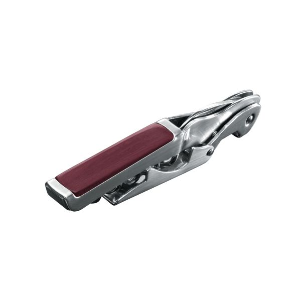 FARFALLI CORKSCREW GULLIVER INOX, S/S w/AMARANTH WOOD INSER pkg BLACK CARTON BOX, FARFALLI (FF 520)