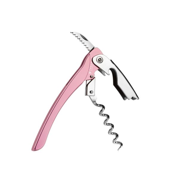 FARFALLI CORKSCREW LINE, PINK ALUMINUM hdl DOUBLE PIVOT SPIRAL, pkg BLACK CARTON BOX (FF 520)