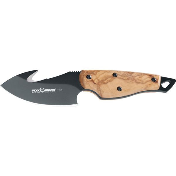 FOX EUROPEAN HUNTER, FIXED KNIFE, bld N690 DROP POINT w/SKINNER, OLIVE WOOD hdl