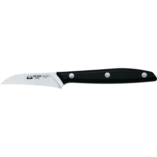 DUE CIGNI 1896 LINE CURVED PARING KNIFE CM 7 - S/S 4116 - hdl POM BLACK