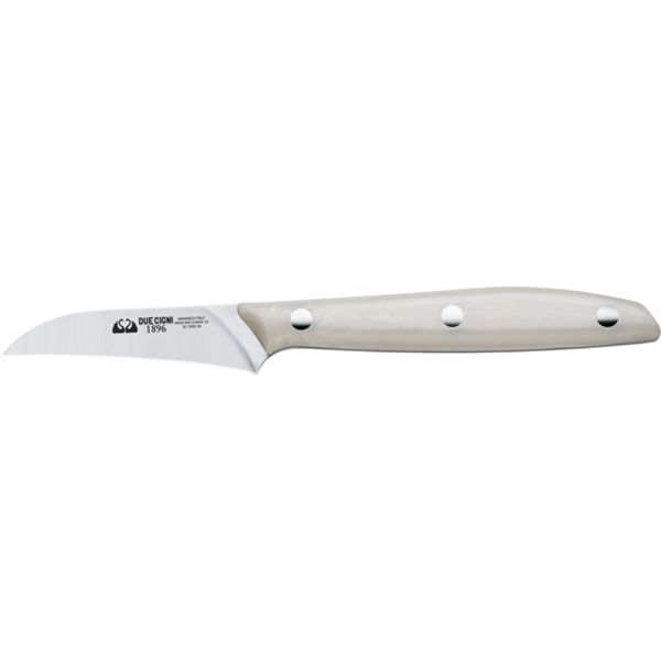 DUE CIGNI 1896 LINE CURVED PARING KNIFE CM 7 - S/S 4116 - hdl POM WHITE