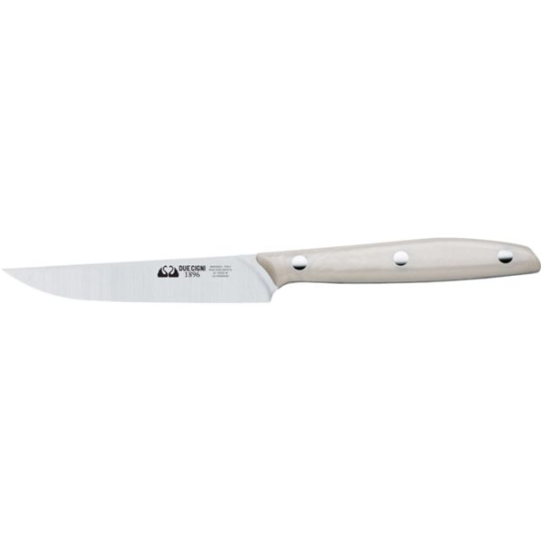 DUE CIGNI 1896 LINE SERRATED STEAK KNIFE CM 11 - S/S 4116 - hdl WHITE POM