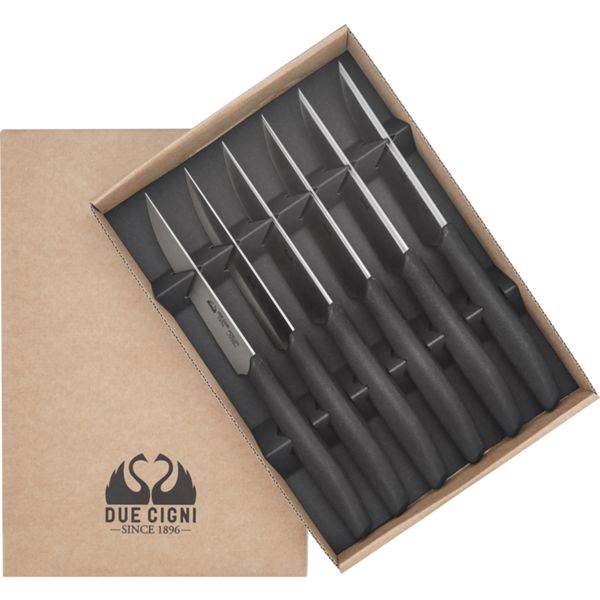 DUE CIGNI 1896 LINE SET 6 pcs STEAK KNIVES - S/S 4116 - hdl PP