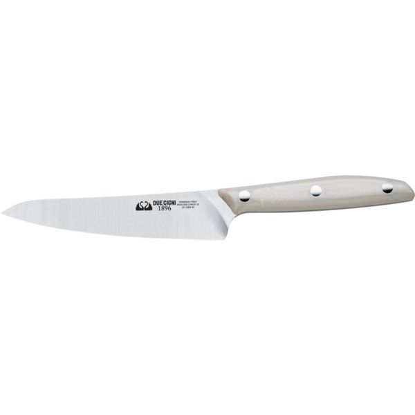 DUE CIGNI 1896 LINE UTILITY KNIFE CM 14 - S/S 4116 - hdl WHITE POM