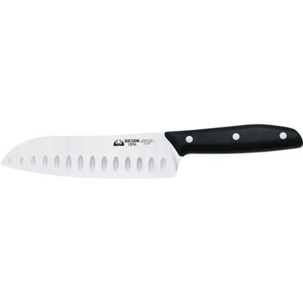 DUE CIGNI 1896 LINE SANTOKU KNIFE CM 18 - S/S 4116 - hdl POM BLACK