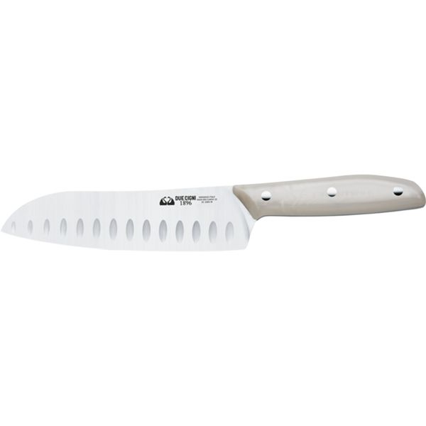 DUE CIGNI 1896 LINE SANTOKU KNIFE CM 18 - S/S 4116 - hdl POM WHITE