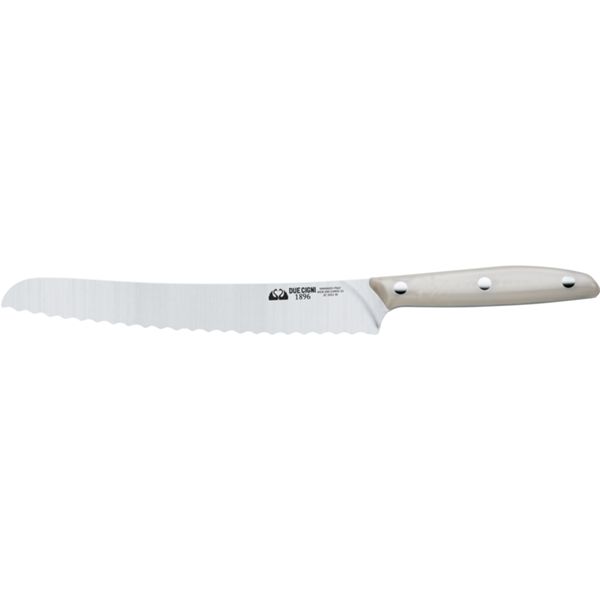 DUE CIGNI 1896 LINE BREAD KNIFE CM 20 - S/S 4116 - hdl WHITE POM