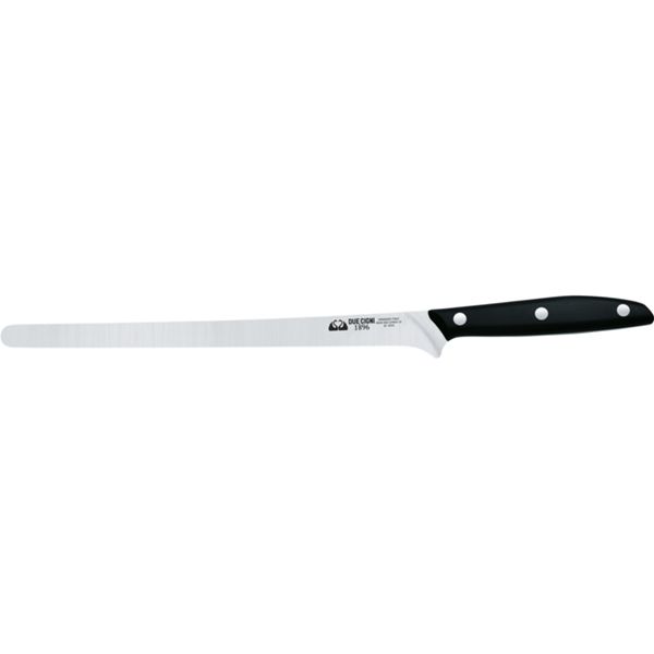 DUE CIGNI 1896 LINE COLD CUTS SLICING KNIFE NARROW HAM KNIFE CM 24 - S/S 4116 - hdl BLACK POM