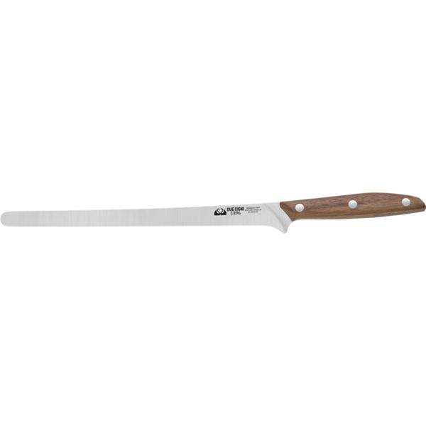 DUE CIGNI 1896 LINE COLD CUTS SLICING KNIFE NARROW HAM KNIFE CM 24 - S/S 4116 - hdl WALNUT