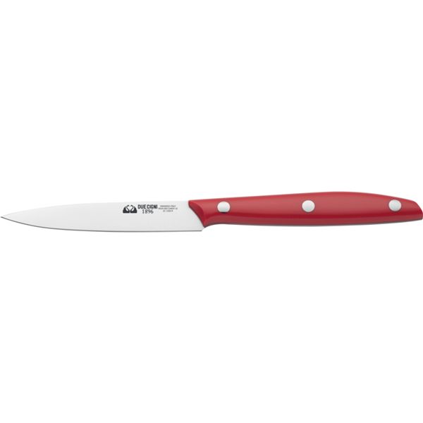 DUE CIGNI 1896 LINE SLIM PARING KNIFE CM 10 - STAINLESS STEEL 4116 RED POM hdl