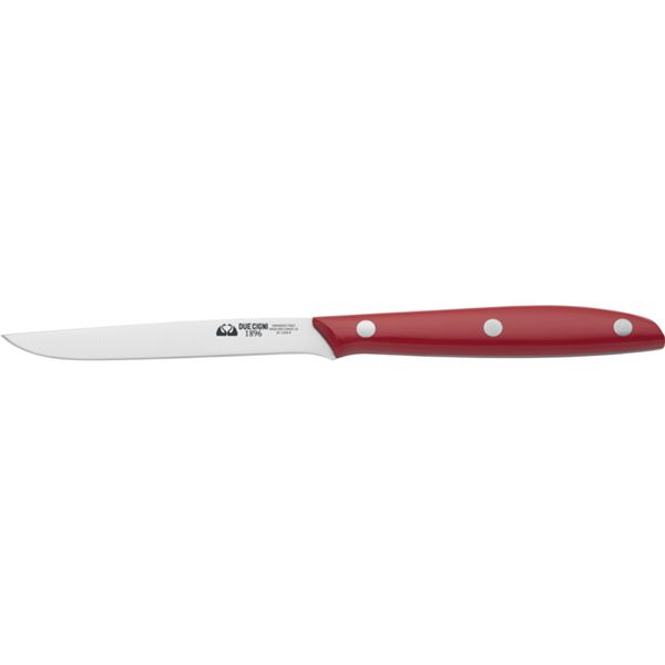 DUE CIGNI 1896 LINE SLIM STEAK KNIFE CM 11 - STAINLESS STEEL 4116 RED POM hdl